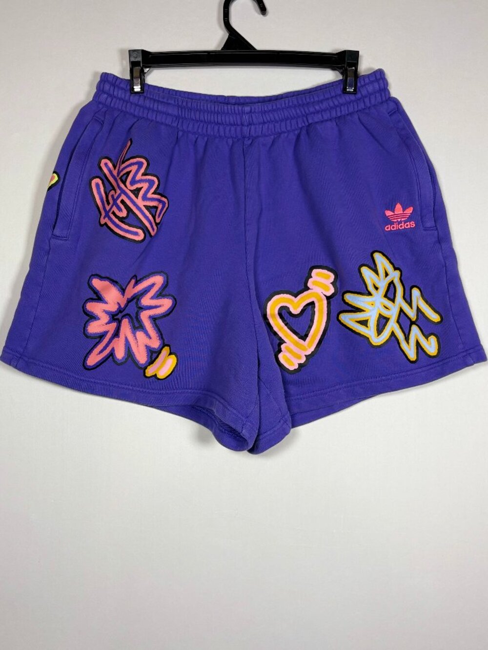 Adidas Originals Purple Graphic French Terry Shorts Womens Size L